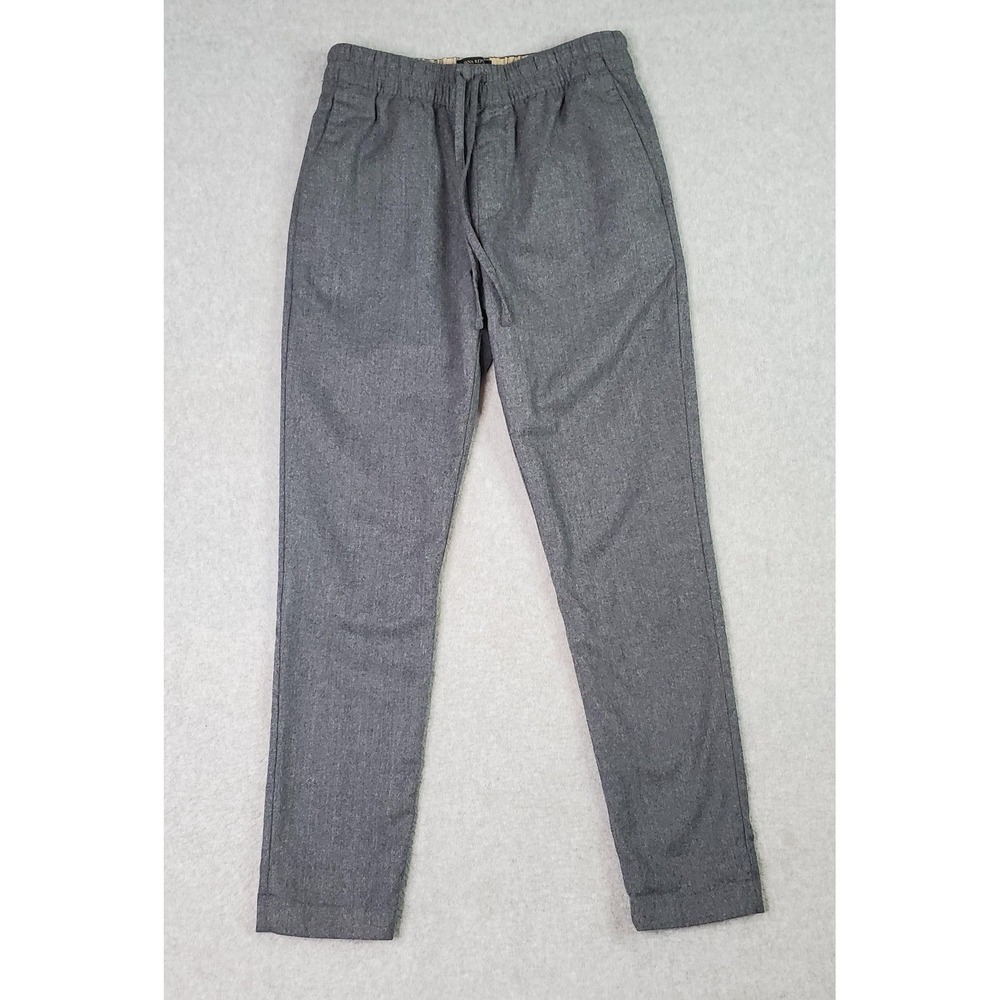Banana Republic Wool Pants Mens Small Gray Flannel Tapered Fit Drawstring